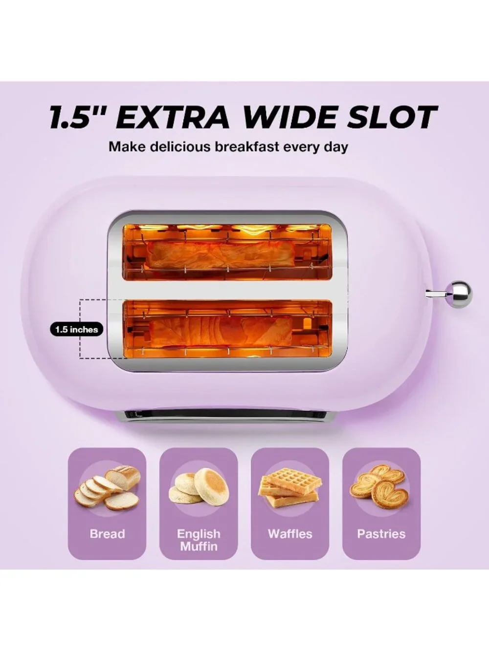 Pink 2 Slice Touchscreen Stainless Steel 1.5